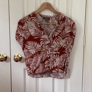 Short Sleeve Button Down Crop Top